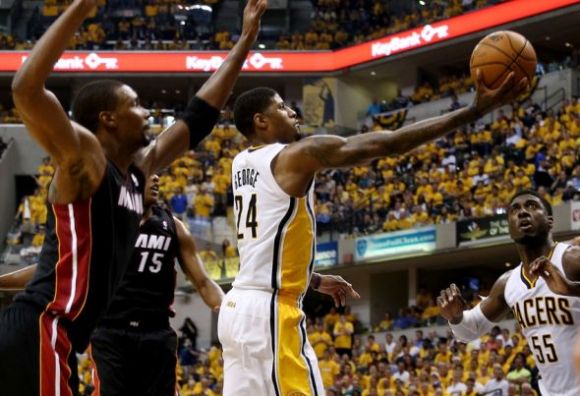 Paul George's length allows him to elude would-be shot-blockers at the rim. 