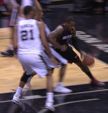 Mario Chalmers replaces his lack of quickness with a dirty elbow to Parker's chest in Game 2.